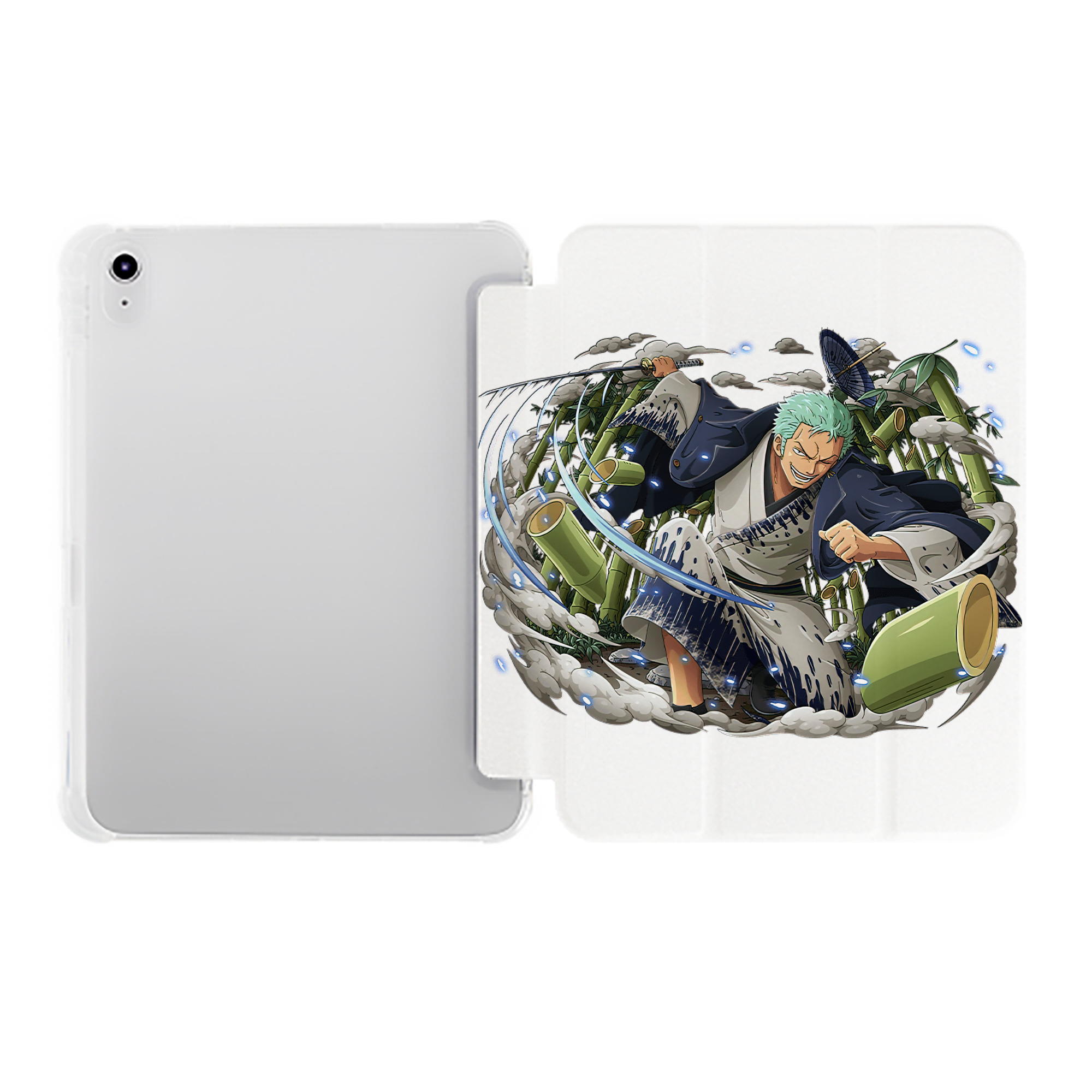 （画像用） ワンピース ロロノア・ゾロ ONE PIECE Roronoa Zoro IPad ケース ペン収納付き 三つ折りスタンド PUレザー×シリコン 対応機種9.5/10.5/10.9インチ